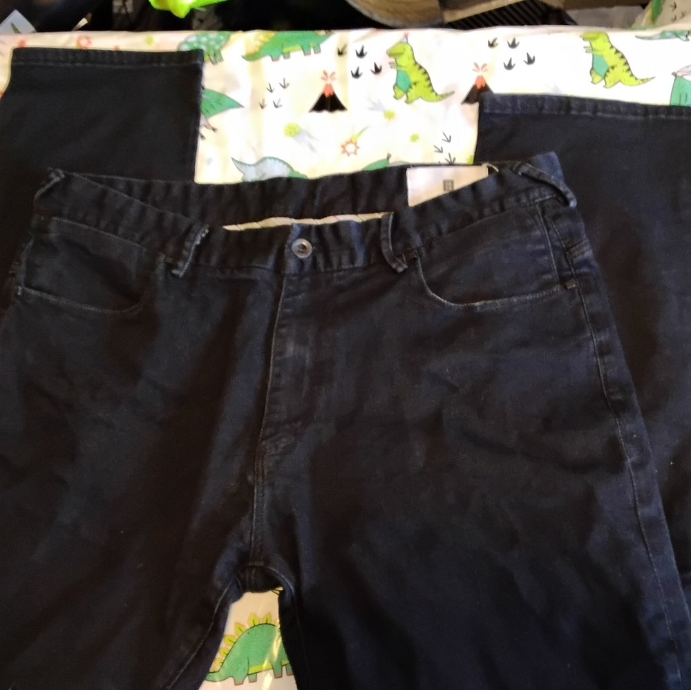 One Tough Brand Men's size 36W 31L straight leg dark wash mid rise jeans stretch
